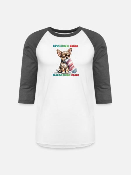 Chihuahua Sock Munching - Unisex Baseball T-Shirt - white/charcoal