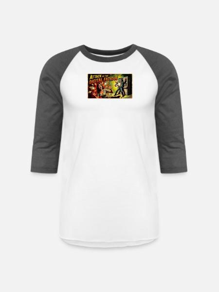 Attack of the Digital Fatigue - Unisex Baseball T-Shirt - white/charcoal