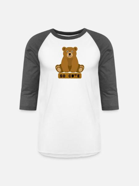 So Cute Bear Illustration - Unisex Baseball T-Shirt - white/charcoal