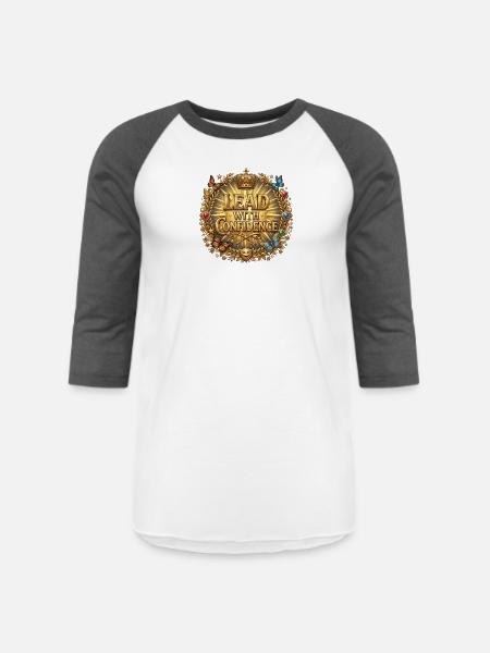 Lead with Confidence Golden Emblem - Unisex Baseball T-Shirt - white/charcoal