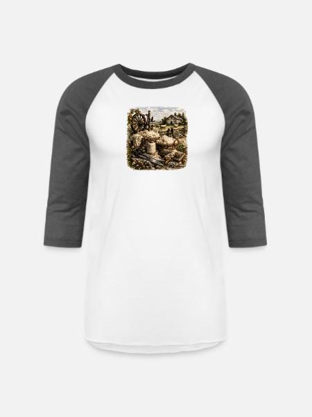 Rustic Wool Spinning Farm - Unisex Baseball T-Shirt - white/charcoal