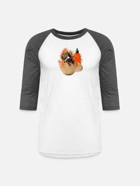 CHILLI BREATHING DRAGON - Unisex Baseball T-Shirt - white/charcoal