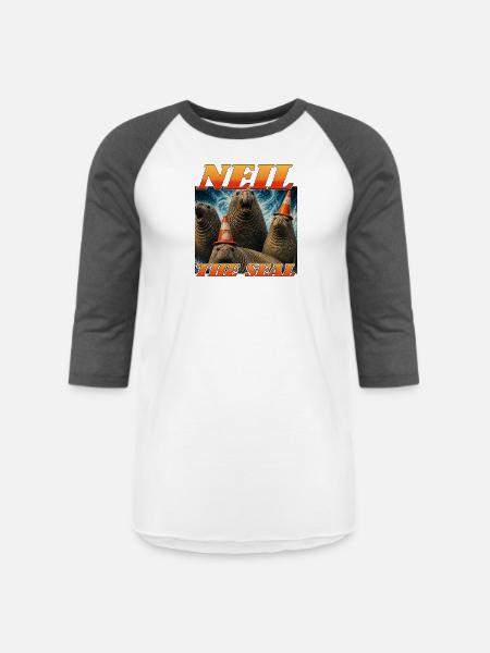 Neil the Seal Cone Crew - Unisex Baseball T-Shirt - white/charcoal