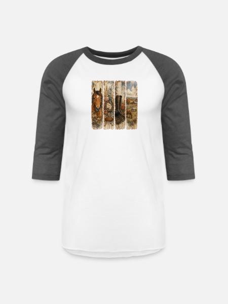 Rustic Western Florals Quartet - Unisex Baseball T-Shirt - white/charcoal