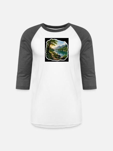 Lakeside Trail in Alpine Sun - Unisex Baseball T-Shirt - white/charcoal