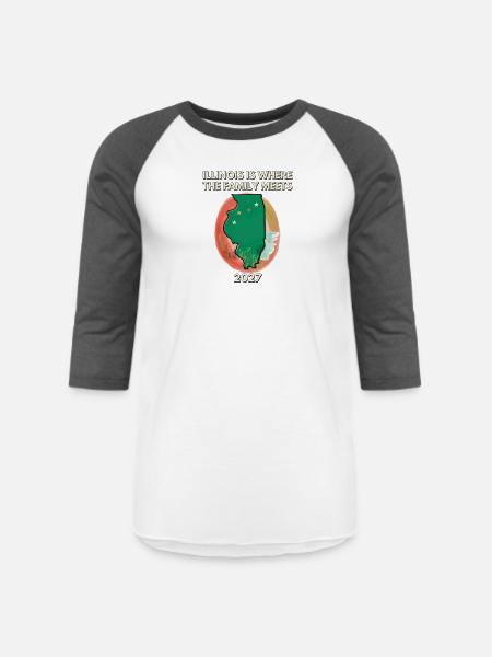 Illinois Family Map 2027 Reunion - Unisex Baseball T-Shirt - white/charcoal