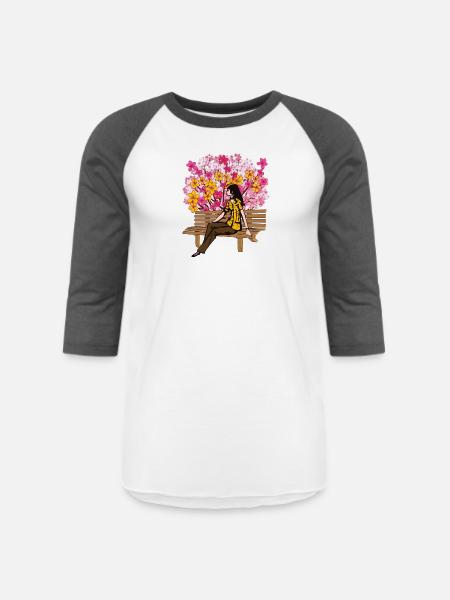 Floral Bloom Bench Serenity - Unisex Baseball T-Shirt - white/charcoal