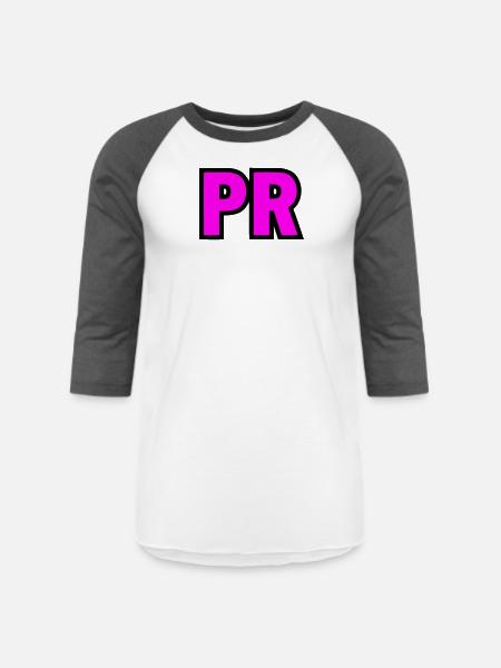 PR Initials Block Logo - Unisex Baseball T-Shirt - white/charcoal