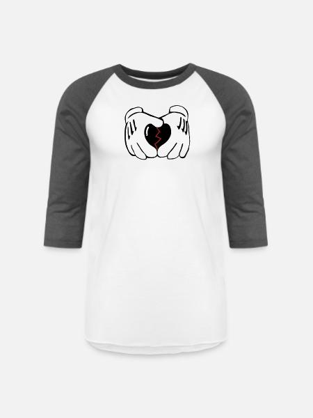 no_glove_love - Unisex Baseball T-Shirt - white/charcoal