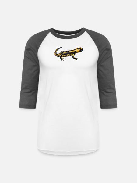 Fire salamander - Unisex Baseball T-Shirt - white/charcoal
