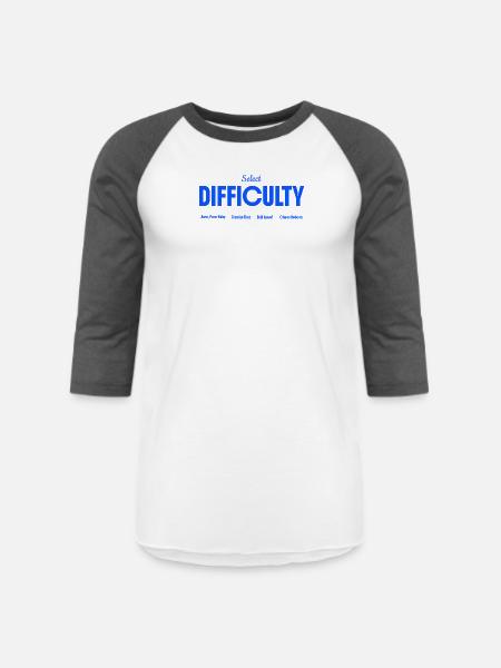 Select Difficulty Gaming - Unisex Baseball T-Shirt - white/charcoal