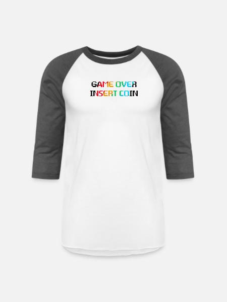 Game Over Insert Coin - Unisex Baseball T-Shirt - white/charcoal