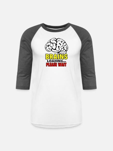 Brain Loading Please Wait - Unisex Baseball T-Shirt - white/charcoal
