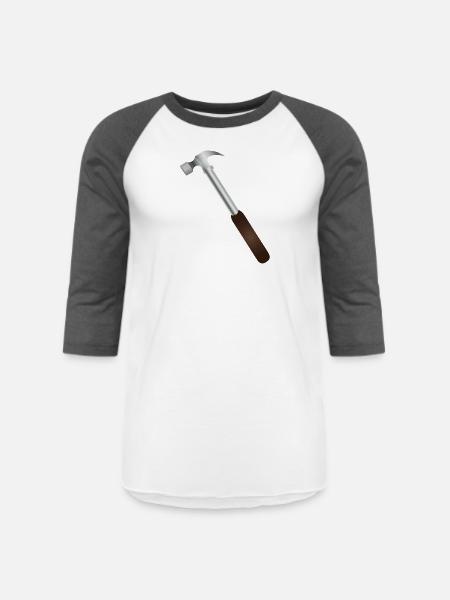 Hammer Carving: Rustic Tool Graphic - Unisex Baseball T-Shirt - white/charcoal