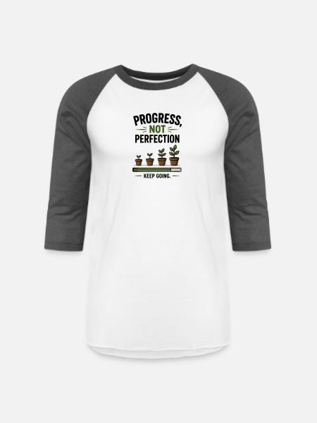 Progress Not Perfection Plant Growth - Unisex Baseball T-Shirt - white/charcoal