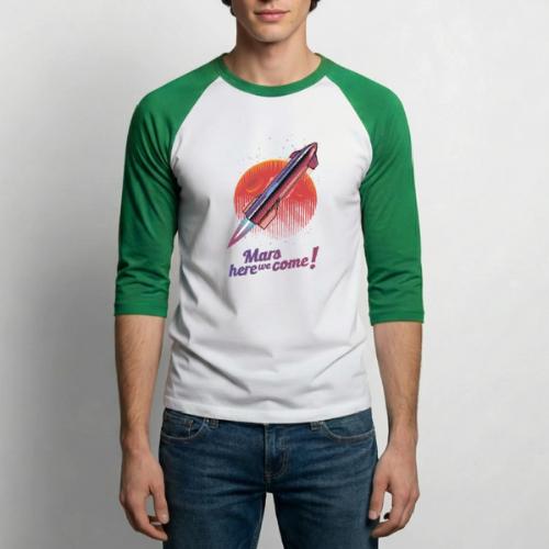 Mars Here We Come - Light - Unisex Baseball T-Shirt
