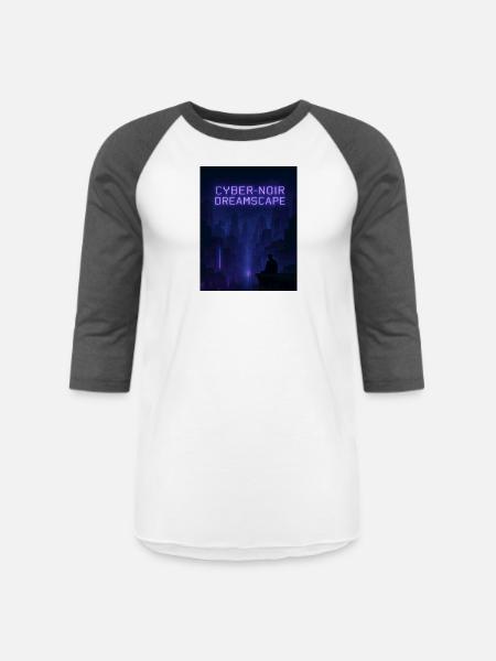 Cyber-Noir Dreamscape Design - Unisex Baseball T-Shirt - white/charcoal