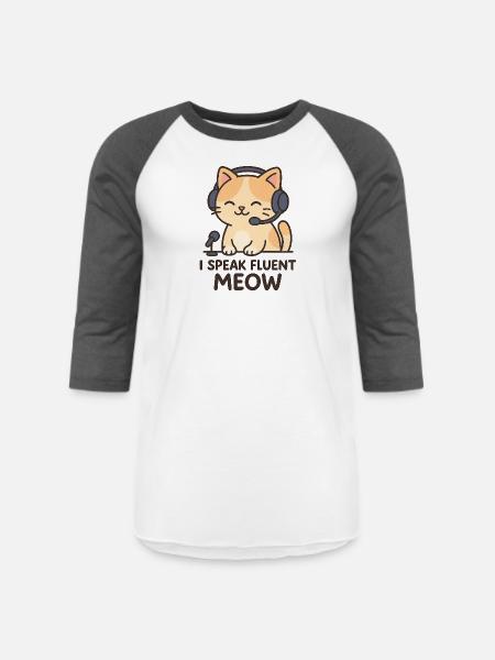 I Speak Fluent Meow - Unisex Baseball T-Shirt - white/charcoal