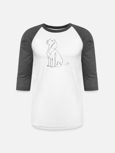 Sleek Dog Line Art Silhouette - Unisex Baseball T-Shirt - white/charcoal