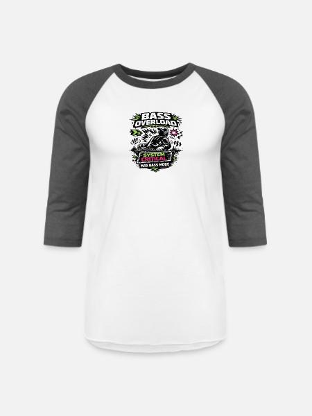 Bass Overload System Critical - Unisex Baseball T-Shirt - white/charcoal
