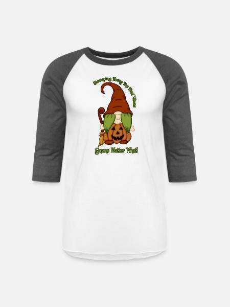 Gnome-O-Ween Pumpkin Witch Pun - Unisex Baseball T-Shirt - white/charcoal