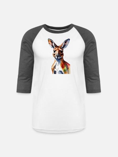 Kangaroo Design - Unisex Baseball T-Shirt - white/charcoal