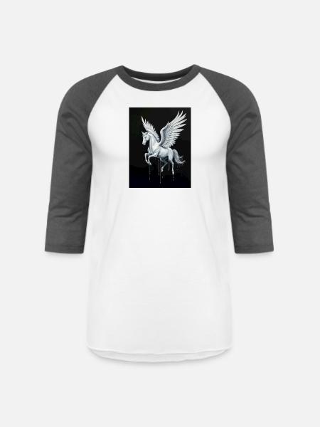 Celestial Pegasus - Unisex Baseball T-Shirt - white/charcoal