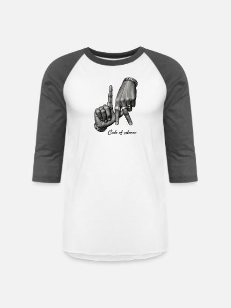 Code of Silence Grayscale Gesture - Unisex Baseball T-Shirt - white/charcoal