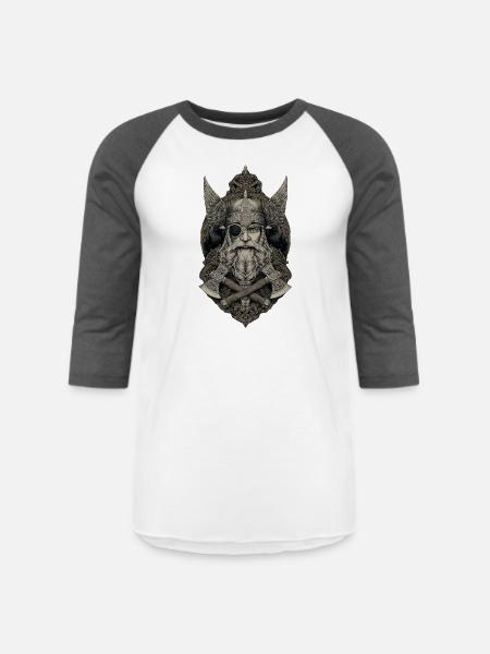 Viking Warlord with Ravens - Unisex Baseball T-Shirt - white/charcoal