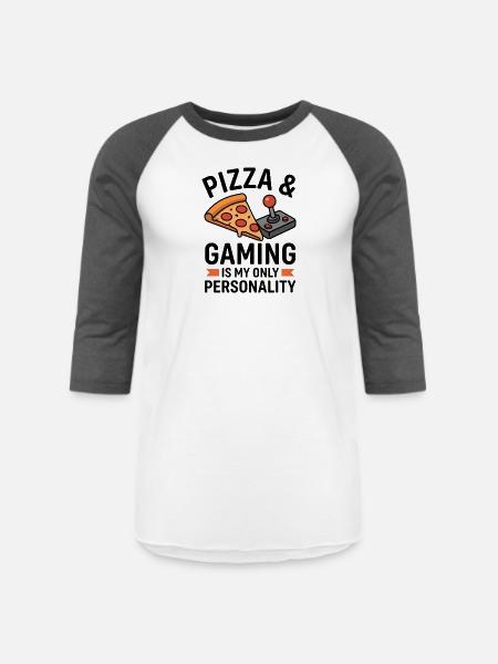 Pizza Arcade Pixel Joy - Unisex Baseball T-Shirt - white/charcoal