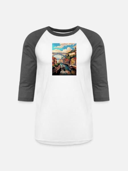 Porto Portugal Travel - Unisex Baseball T-Shirt - white/charcoal