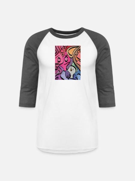Kaleidoscopic Faces Graffiti - Unisex Baseball T-Shirt - white/charcoal