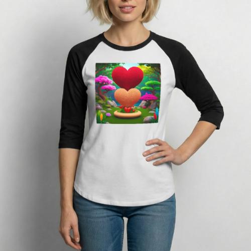 Double Heart, fantasy, nature and fantasy - Unisex Baseball T-Shirt