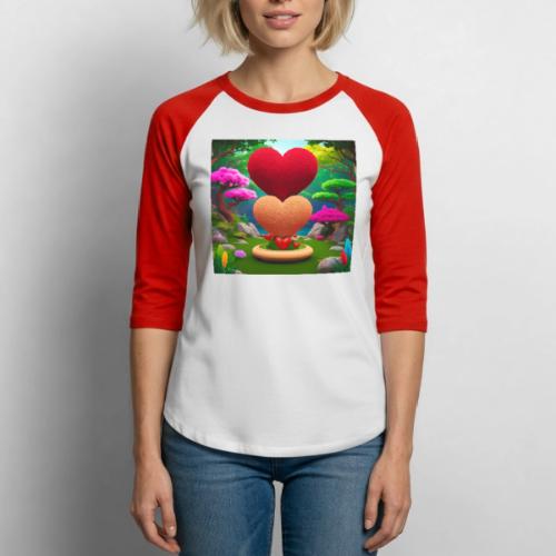 Double Heart, fantasy, nature and fantasy - Unisex Baseball T-Shirt
