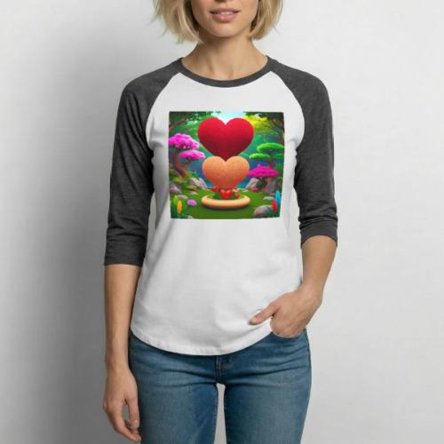 Double Heart, fantasy, nature and fantasy - Unisex Baseball T-Shirt