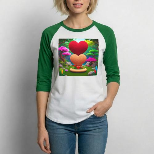 Double Heart, fantasy, nature and fantasy - Unisex Baseball T-Shirt