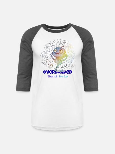 Overloaded Life Robot - Unisex Baseball T-Shirt - white/charcoal