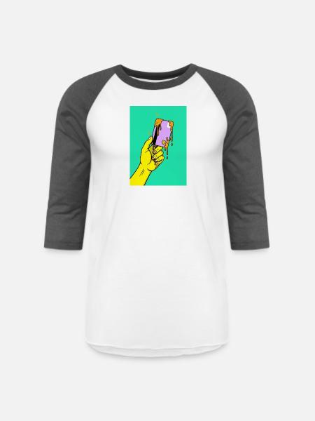 Melting Tech Pop Art Hand - Unisex Baseball T-Shirt - white/charcoal