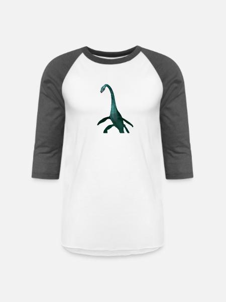 Emerald Long Neck Dino Tee - Unisex Baseball T-Shirt - white/charcoal