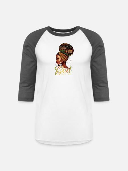 God Says I Am Afro Queen - Unisex Baseball T-Shirt - white/charcoal