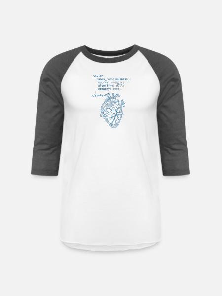 CodeHeart Anatomy Illustration - Unisex Baseball T-Shirt - white/charcoal