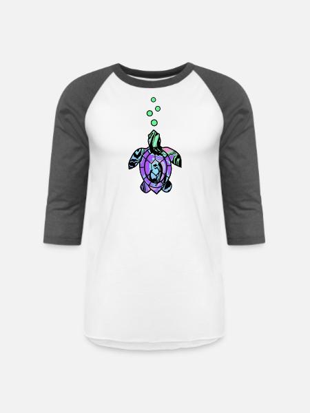 Under The Sea Turtle - Unisex Baseball T-Shirt - white/charcoal