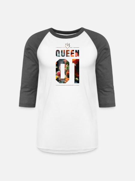 KING AND QUEEN - Unisex Baseball T-Shirt - white/charcoal