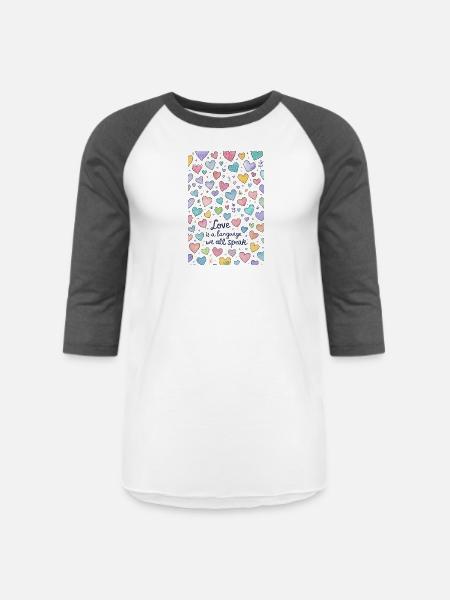 Love Speaks Hearts Pattern - Unisex Baseball T-Shirt - white/charcoal