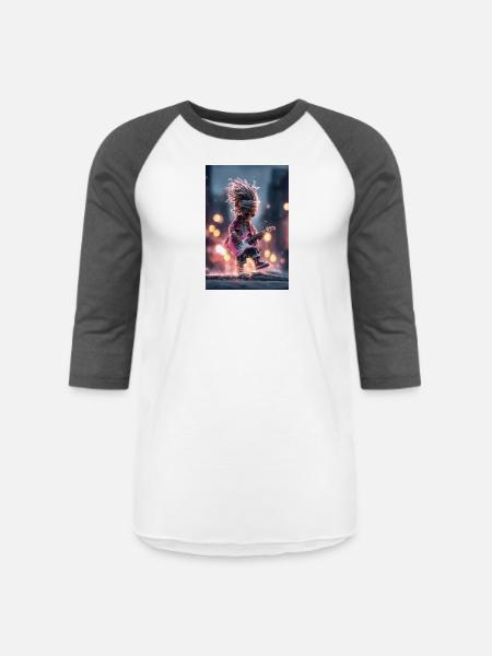 Dreaded Rockstar Pink Guitar - Unisex Baseball T-Shirt - white/charcoal
