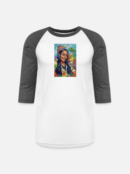 Bluehair City Portrait - Unisex Baseball T-Shirt - white/charcoal