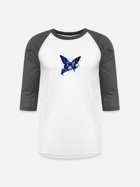 Cosmic Nebula Butterfly - Unisex Baseball T-Shirt - white/charcoal