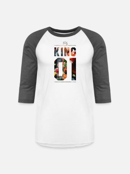 KING AND QUEEN - Unisex Baseball T-Shirt - white/charcoal