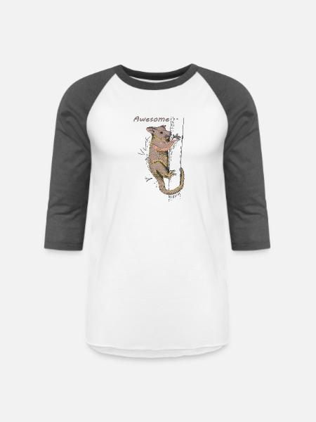 Funny Opossum, Awesome Possum - Unisex Baseball T-Shirt - white/charcoal