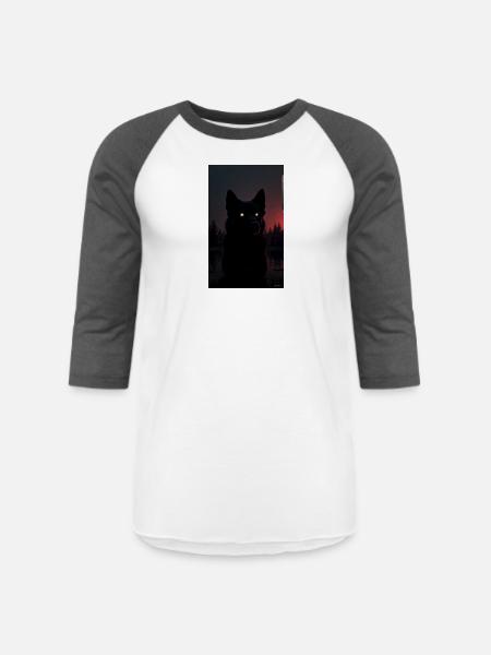 Mysterious Black Wolf at Night - Unisex Baseball T-Shirt - white/charcoal
